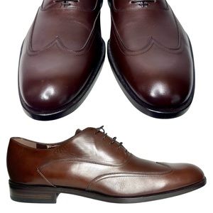 NEW SALVATORE FERRAGAMO brown calfskin leather shoes men’s size 11 made in ITALY